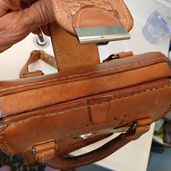 Vintage Tooled Leather Satchel - Picture 3 of 13